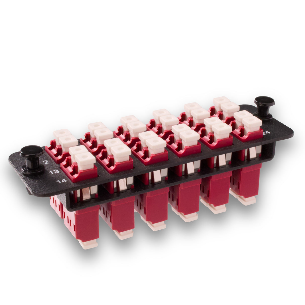24-Port LGX Compatible Fiber Patch Panel with Numbered Ports, Preloaded with Magenta LC/UPC Adapters/Couplers