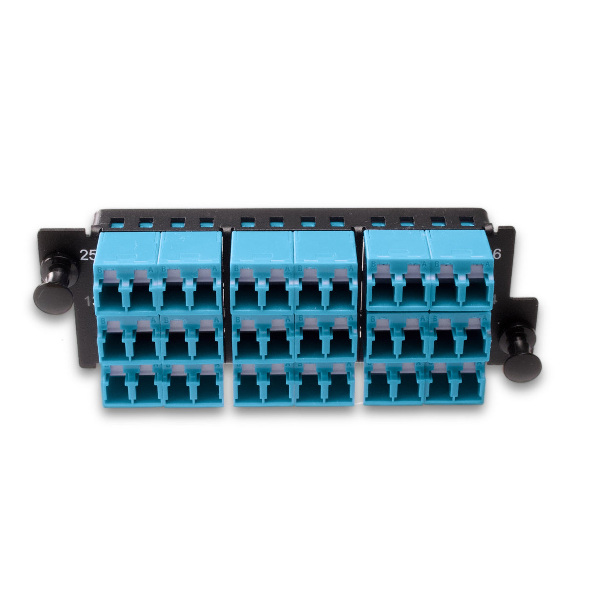 36-Port LGX Compatible Fiber Patch Panel with Numbered Ports, Preloaded with Aqua LC/UPC Adapters/Couplers