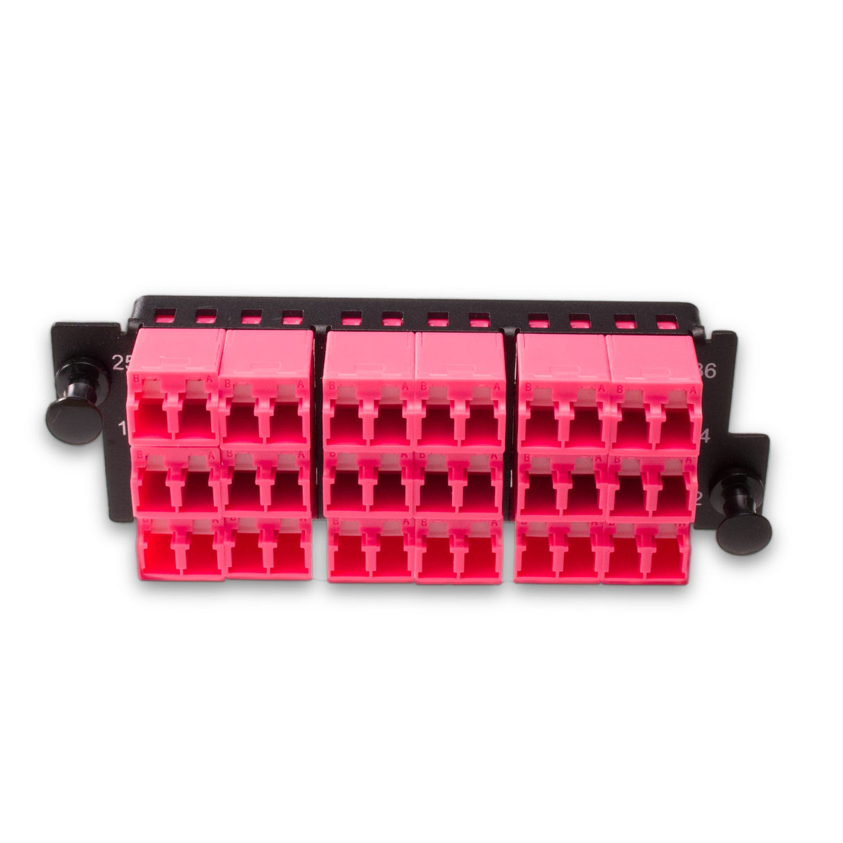 36-Port LGX Compatible Fiber Patch Panel with Numbered Ports, Preloaded with Magenta LC/UPC Adapters/Couplers