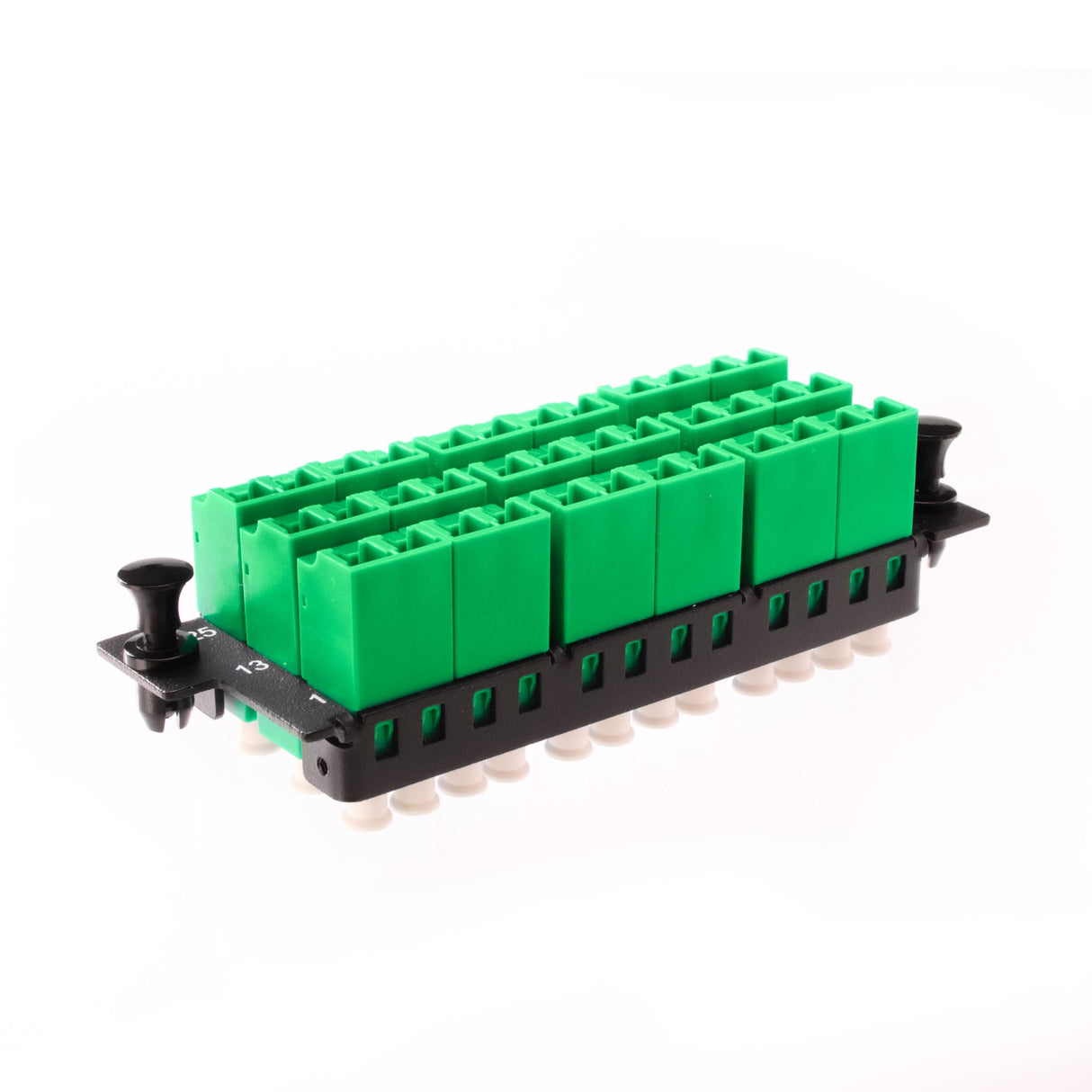 36-Port LGX Compatible Fiber Patch Panel with Numbered Ports, Preloaded with Green LC/APC Adapters/Couplers