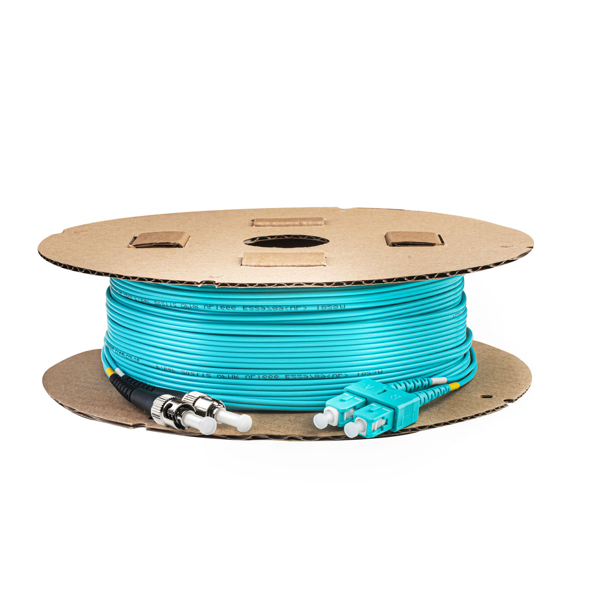 0.2dB SC/UPC to ST/UPC Multimode OM3 Duplex Fiber Patch Cable | Corning ClearCurve OM3 50 µm Laser-Optimized Fiber | Aqua LSZH Jacket, Aqua Connectors