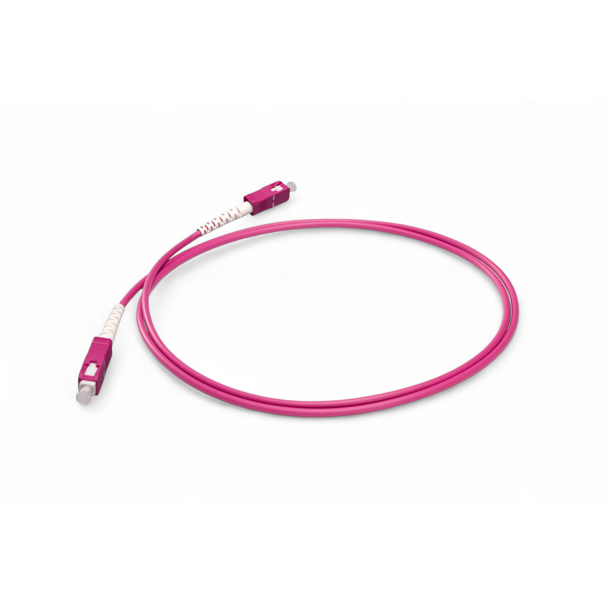0.2dB SC/UPC to SC/UPC Multimode OM4 Simplex Fiber Patch Cable | Corning ClearCurve OM4 50 µm Laser-Optimized Fiber | Magenta OFNP Jacket, Magenta Connectors