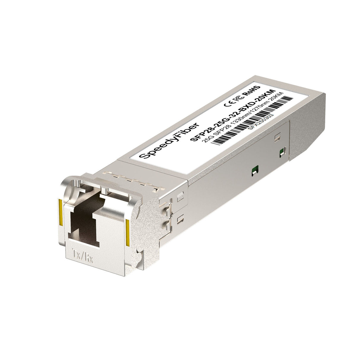 SpeedyFiberTX 25GBASE-D SFP28 BiDi 1330nm-TX/1270nm-RX 20km DOM Simplex LC/UPC SMF Optical Transceiver Module