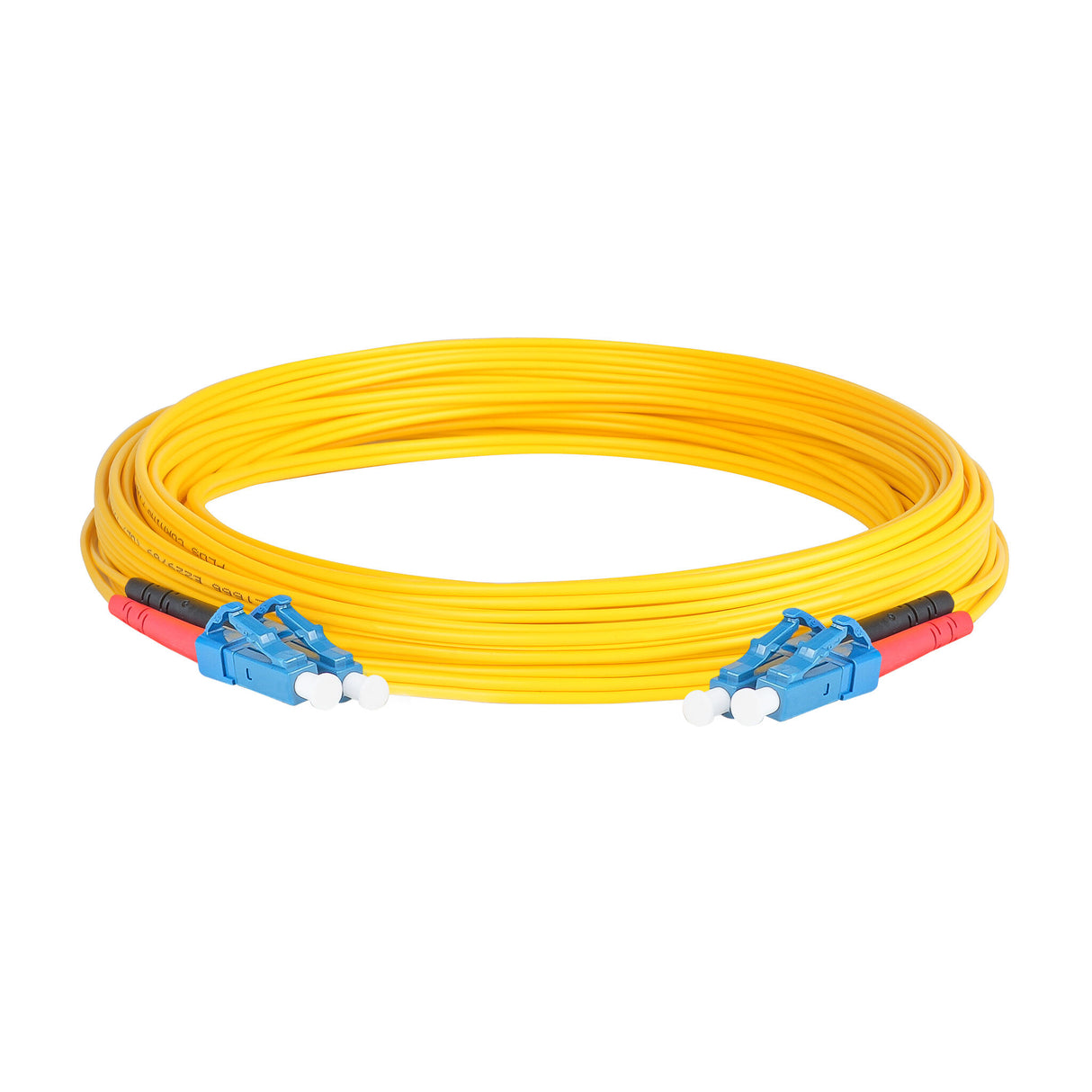 0.2dB LC/UPC to LC/UPC Single-mode Duplex Fiber Patch Cable | Corning SMF-28 Ultra Fiber | Red and Black Boots | OS1/OS2 Compatible | OFNR Jacket