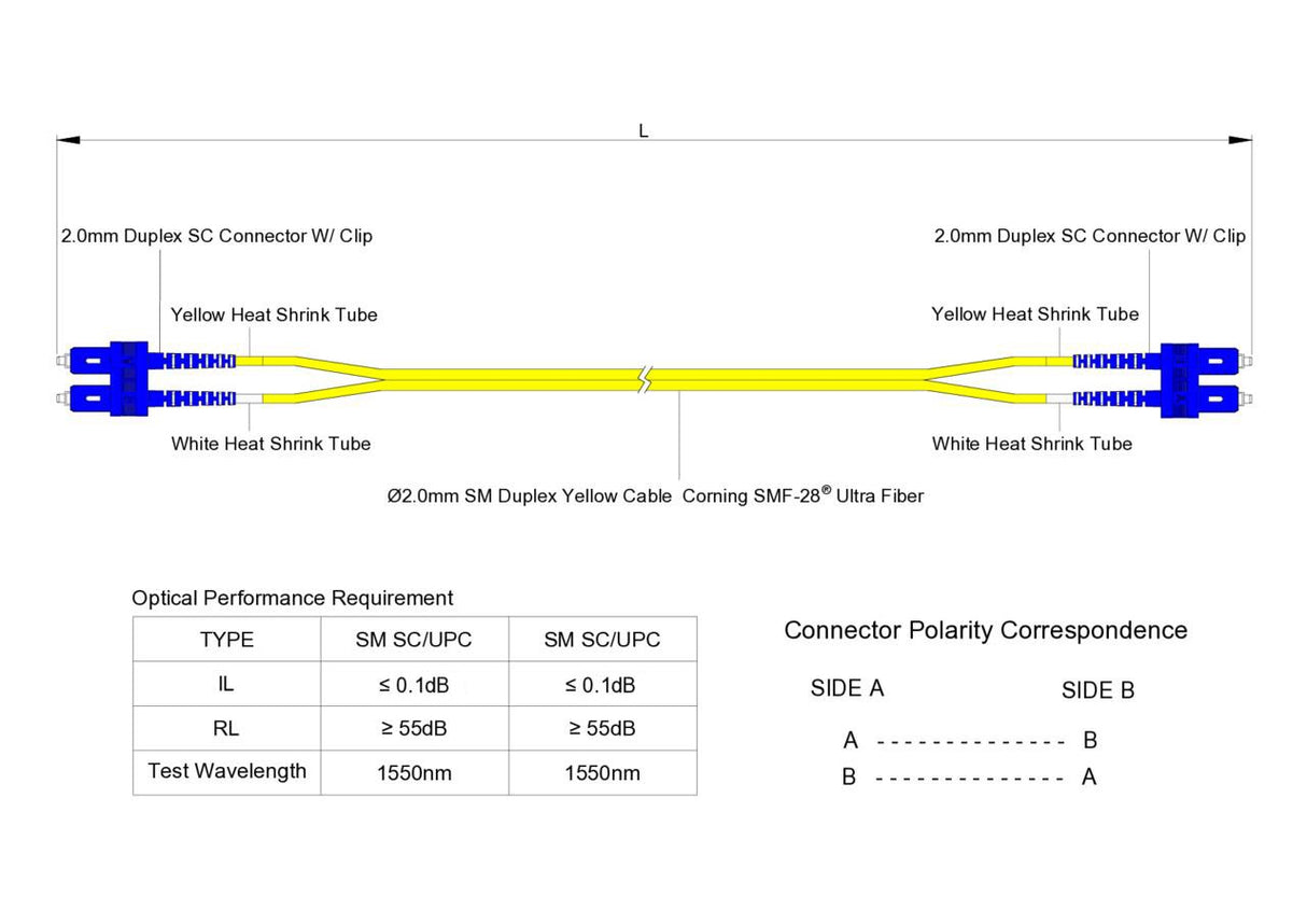 Ultra Low Loss 0.1dB SC/UPC to SC/UPC Single-mode Duplex Fiber Patch Cable | Corning SMF-28 Ultra Fiber | OS1/OS2 Compatible | OFNP Jacket