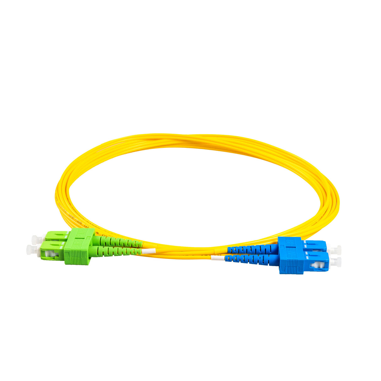 TAA Compliant Fiber Patch Cable | 0.2dB SC/APC to SC/UPC Single-mode Duplex | Corning SMF-28 Ultra Fiber | OS1/OS2 Compatible | OFNR Jacket