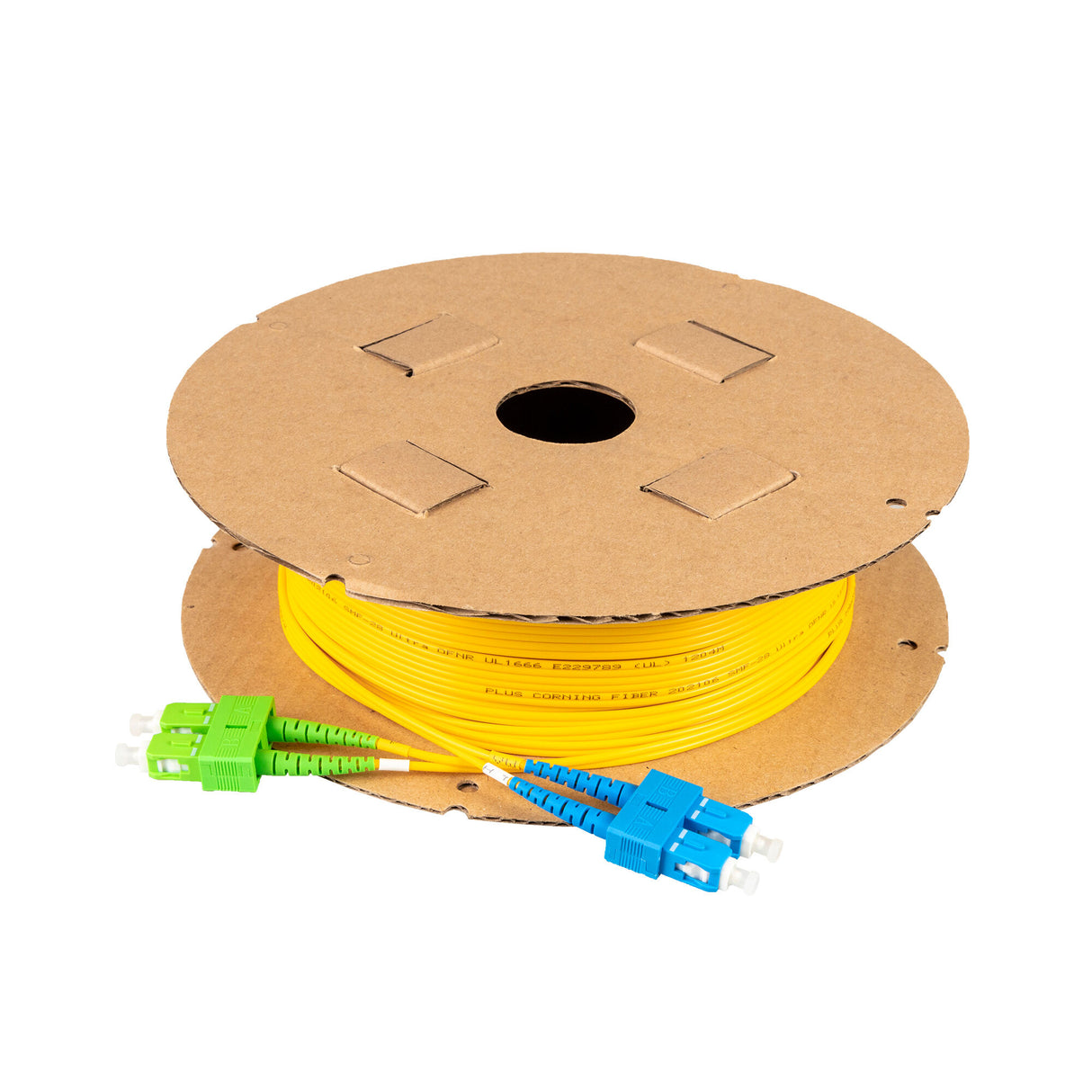 TAA Compliant Fiber Patch Cable | 0.2dB SC/APC to SC/UPC Single-mode Duplex | Corning SMF-28 Ultra Fiber | OS1/OS2 Compatible | OFNR Jacket
