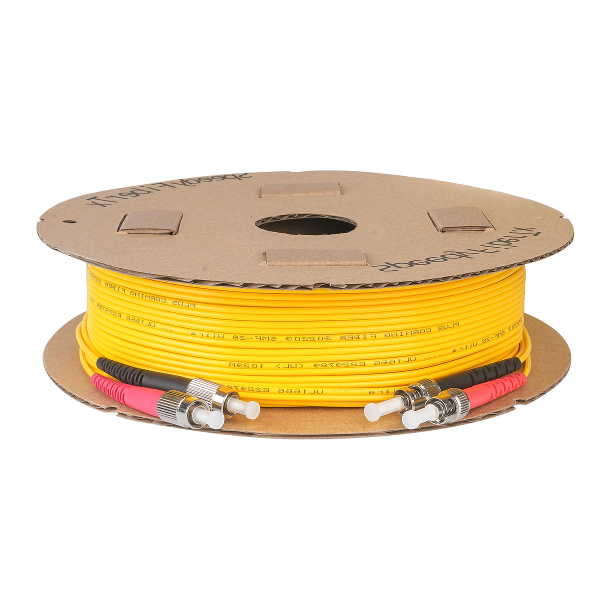 Ultra Low Loss 0.1dB ST/UPC to FC/UPC Single-mode Duplex Fiber Patch Cable | Corning SMF-28 Ultra Fiber | Red and Black Boots | OS1/OS2 Compatible | OFNR Jacket