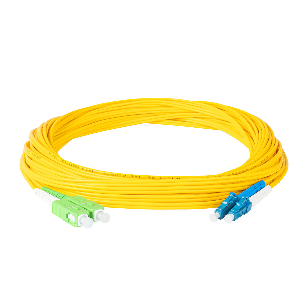 TAA Compliant Fiber Patch Cable | 0.2dB SC/APC to LC/UPC Single-mode Duplex | Corning SMF-28 Ultra Fiber | OS1/OS2 Compatible | OFNP Jacket