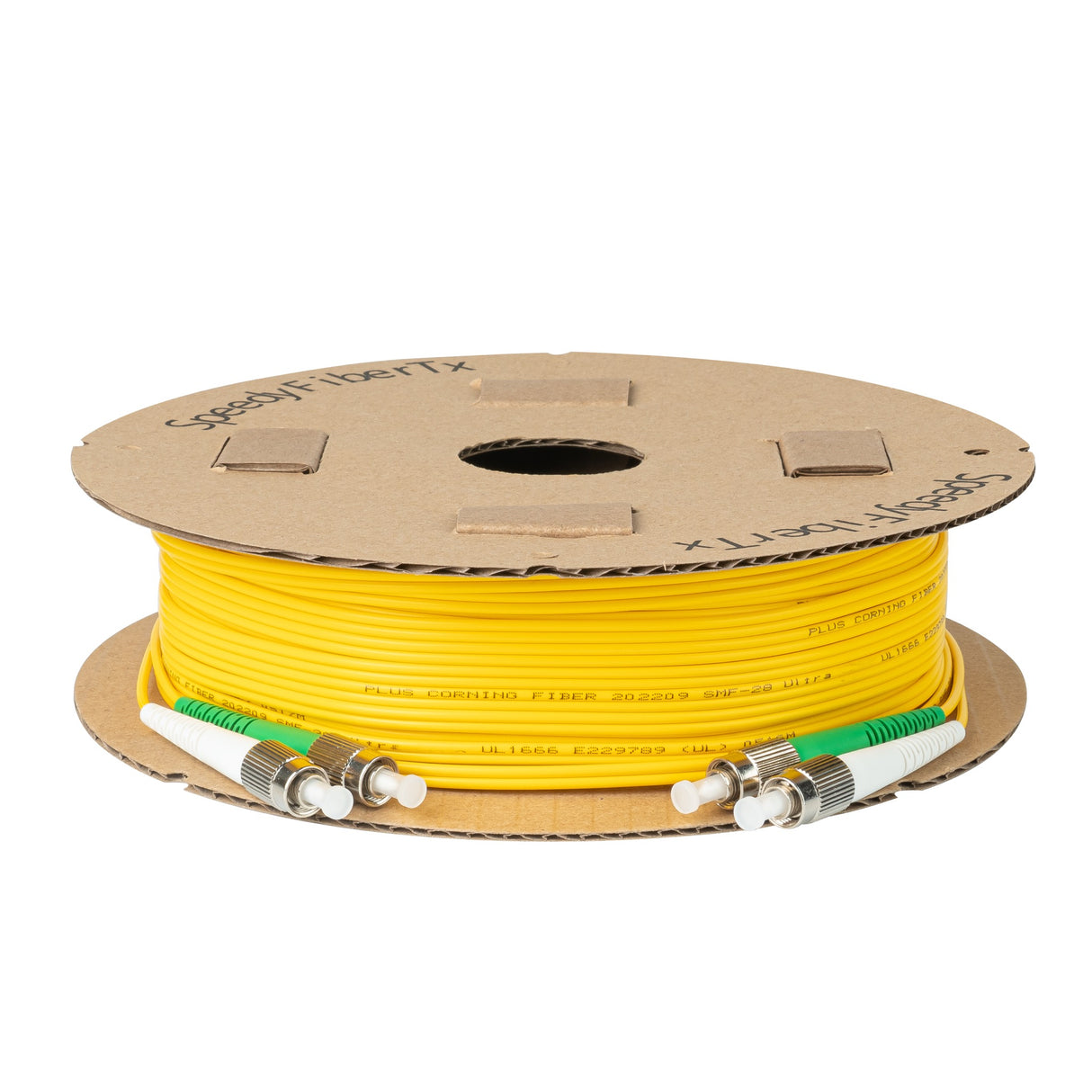 0.2dB FC/APC to FC/APC Single-mode Duplex Fiber Patch Cable | Corning SMF-28 Ultra Fiber | Green and White Boots | OS1/OS2 Compatible | OFNR Jacket