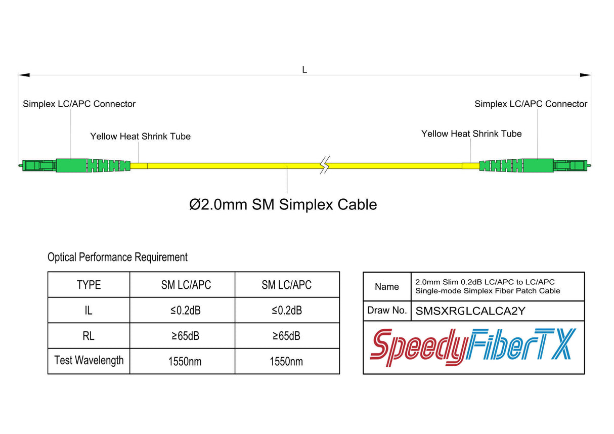 0.2dB Slim LC/APC to LC/APC Single-mode Simplex Fiber Patch Cable | Corning SMF-28 Ultra Fiber | OS1/OS2 Compatible | OFNR Jacket
