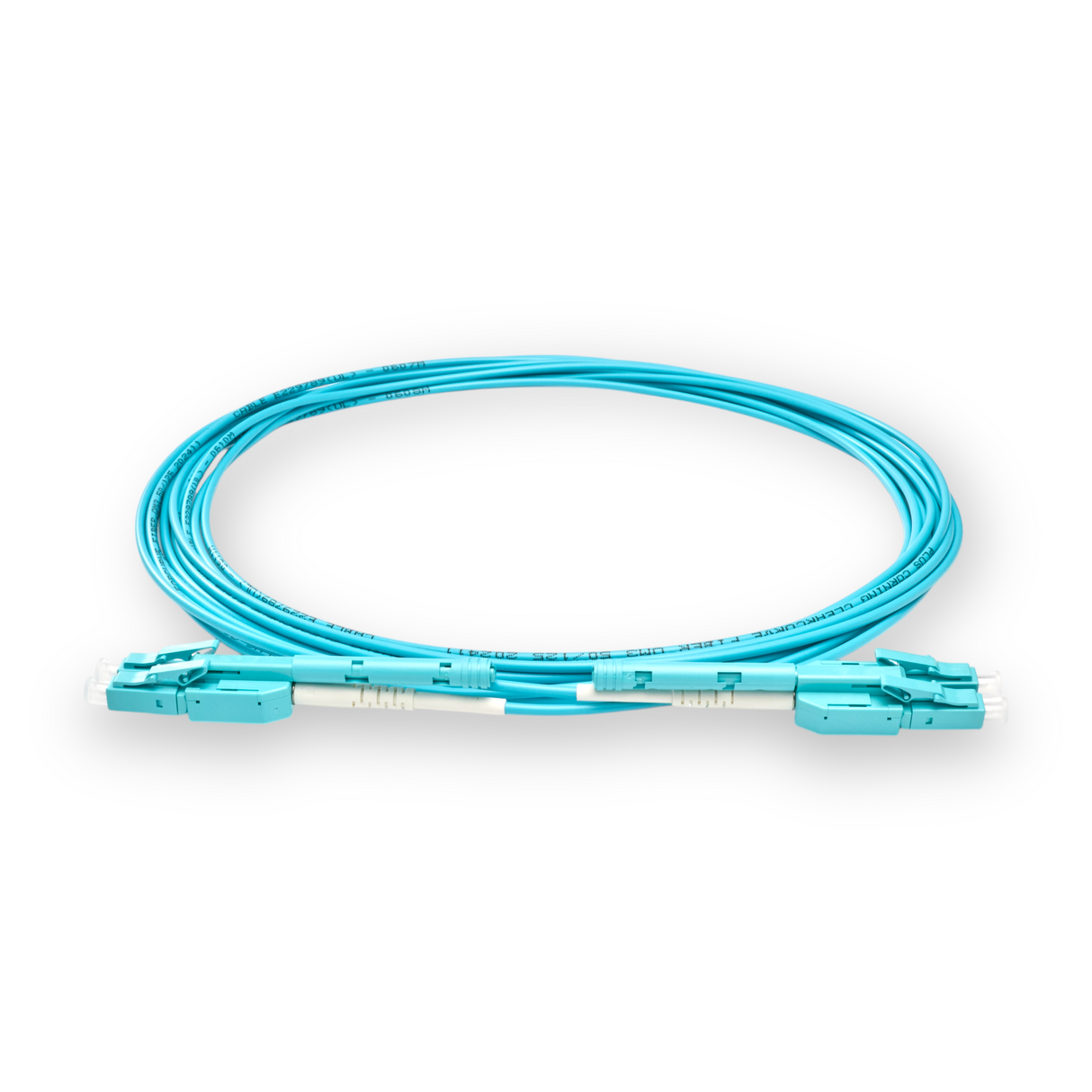 Push-Pull Tab Uniboot 0.2dB OM4 LC/UPC to LC/UPC Fiber Patch Cable | Polarity Switchable | Corning OM4 Fiber | Aqua Connector | OFNP Jacket | Speedy Model A Push-Pull Tab Uniboot