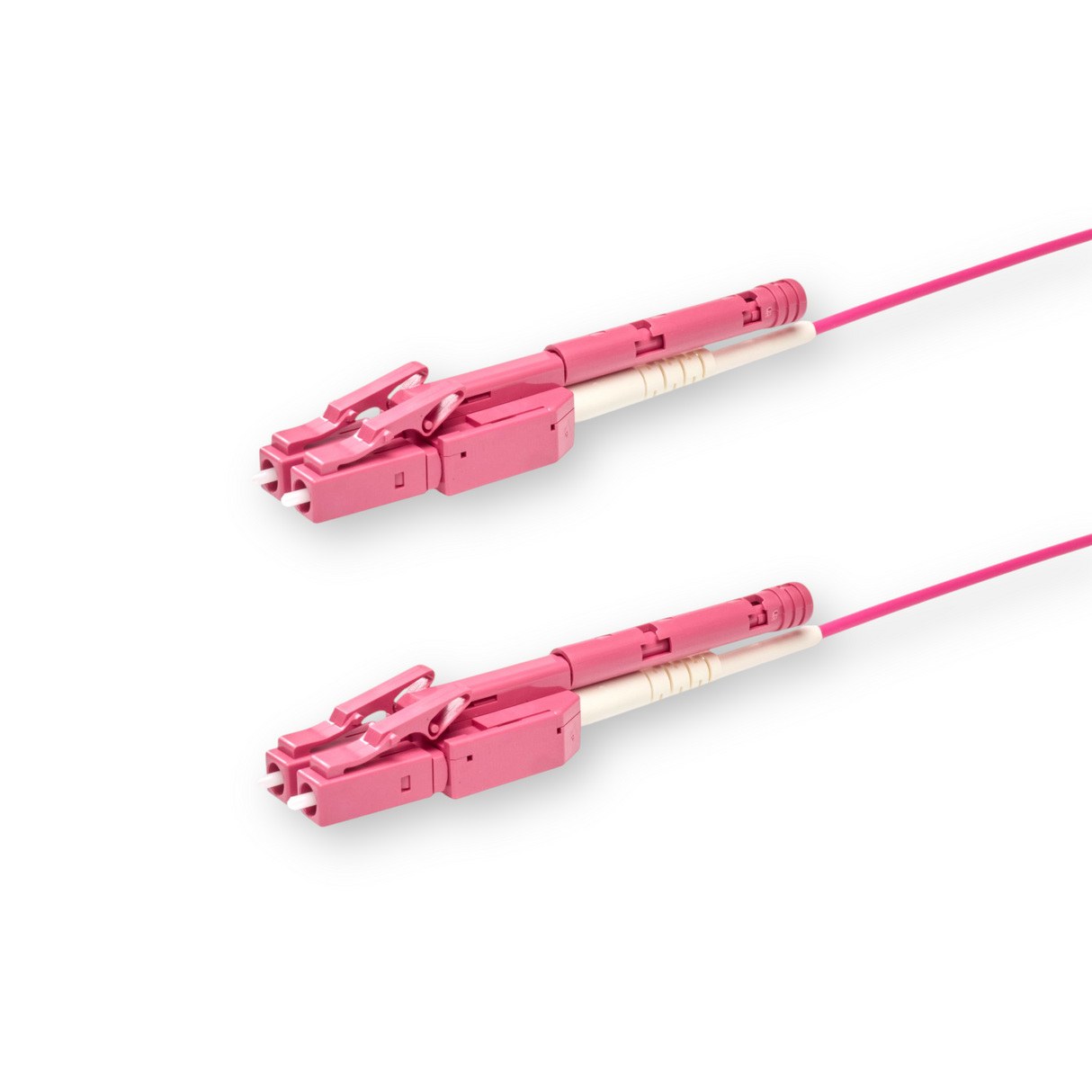 Push-Pull Tab Uniboot 0.2dB OM4 LC/UPC to LC/UPC Fiber Patch Cable | Polarity Switchable | Corning OM4 Fiber | Magenta Connector | OFNR Jacket | Speedy Model A Push-Pull Tab Uniboot