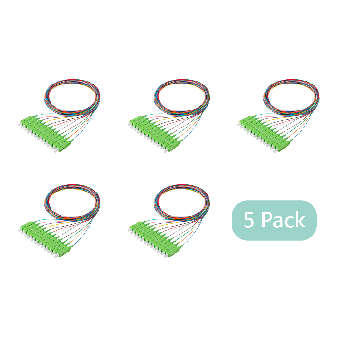 Bundle Deal – SC/APC 12-Fiber 900µm Fiber Optic Pigtail | Corning SMF-28 Ultra Fiber | OS1/OS2 Compatible | Single-mode | 1m | 5-Pack / 10-Pack