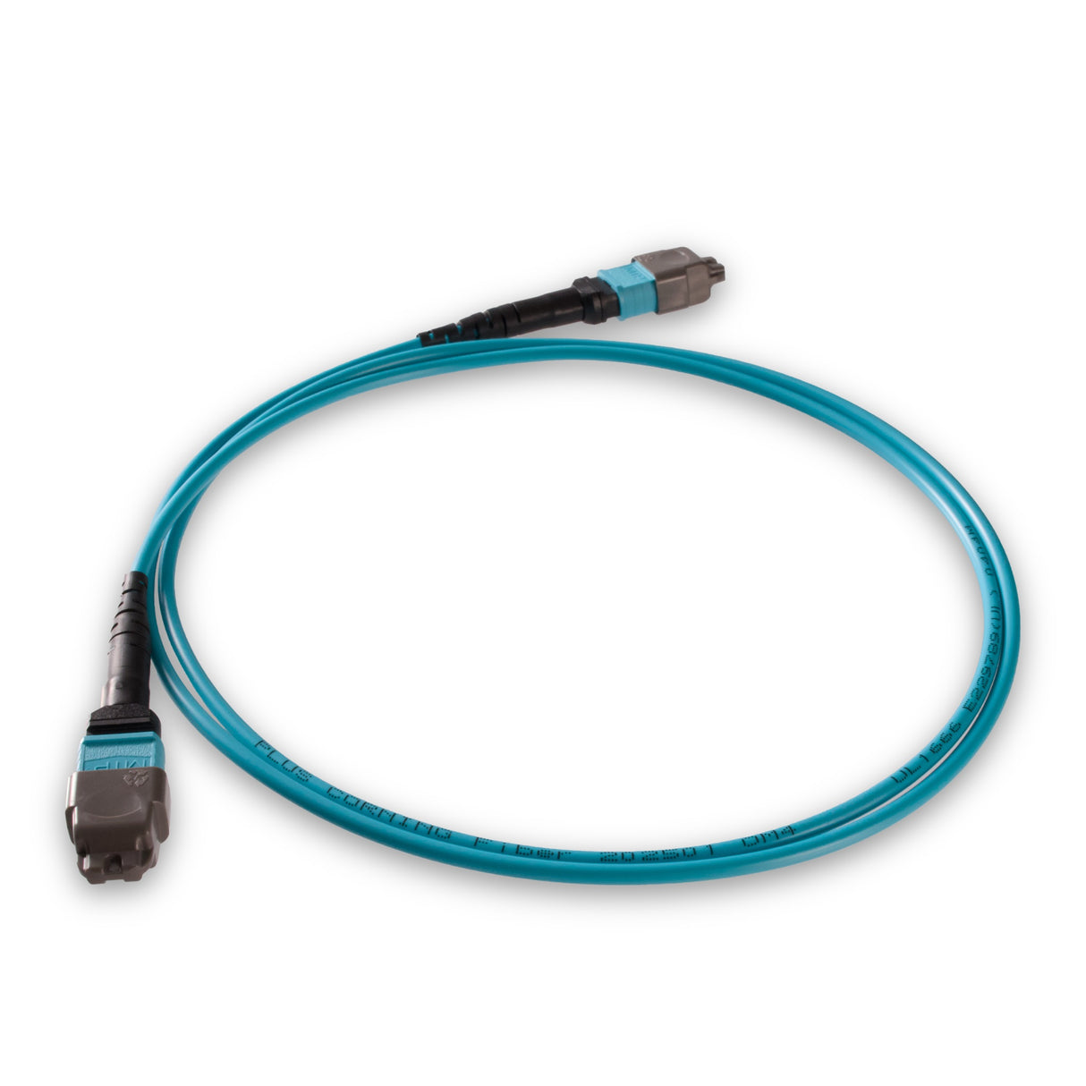 16-Fiber Elite Non-Pinned MTP/UPC to Non-Pinned MTP/UPC Jumper Cable | Corning ClearCurve OM4 Multimode Optical Fiber | Crossover, Aqua MTP Connector, Aqua OFNP Cable Jacket