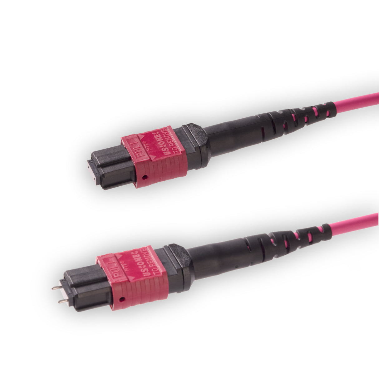 12-Fiber Elite Pinned MTP/UPC to Non-Pinned MTP/UPC Jumper Cable | Corning ClearCurve OM4 Multimode Optical Fiber | Type A, Magenta MTP Connector, Magenta LSZH Cable Jacket