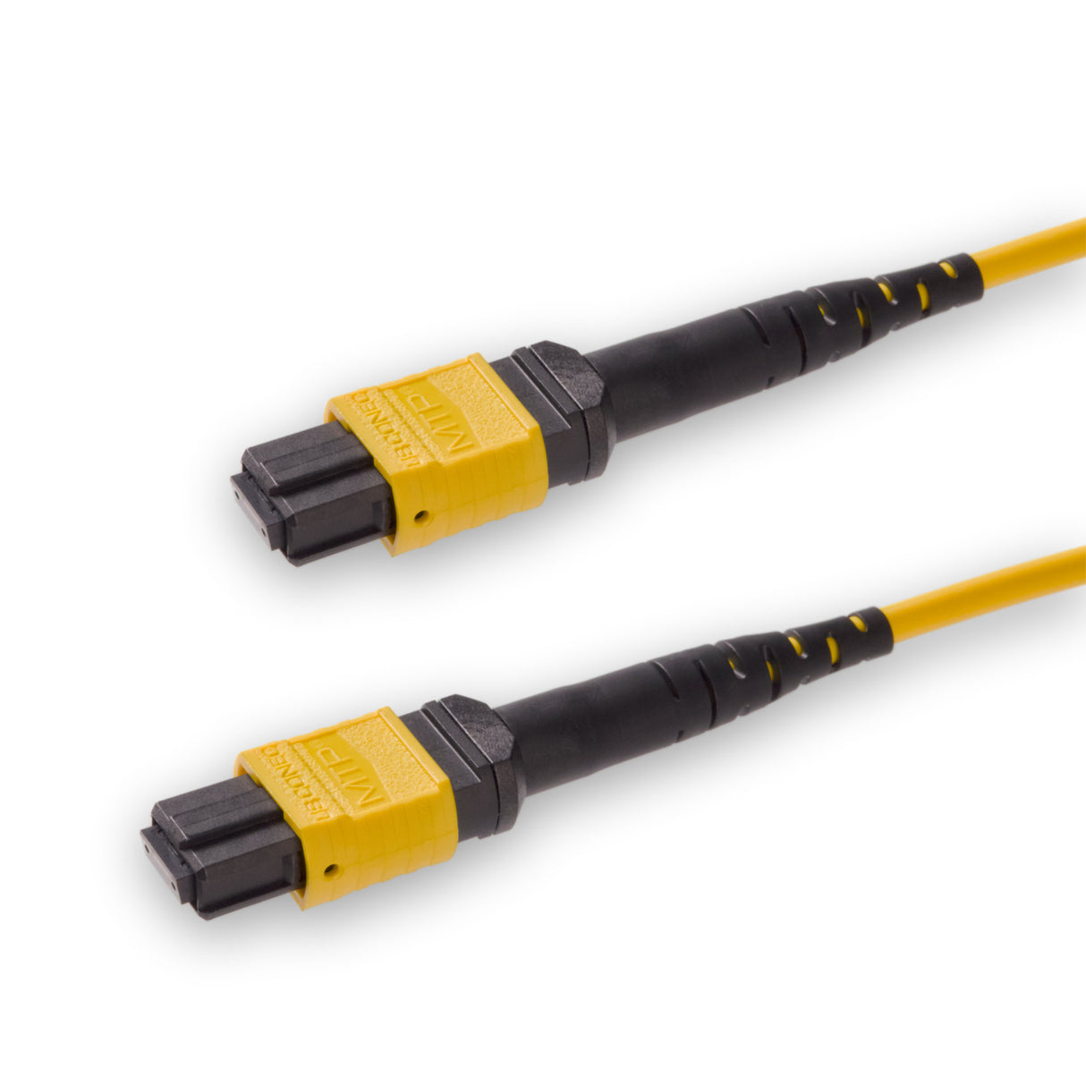 12-Fiber Elite Non-Pinned MTP/APC to Non-Pinned MTP/APC Jumper Cable | Corning SMF-28 Ultra Single-mode Optical Fiber | OS1/OS2 Compatible | Type B, Yellow MTP Connector, Yellow OFNP Cable Jacket