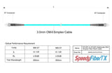 Ultra Low Loss 0.1dB ST/UPC to ST/UPC Multimode OM4 Simplex Fiber Patch Cable | Corning ClearCurve OM4 50 µm Laser-Optimized Fiber | Aqua LSZH Jacket, Aqua Connectors