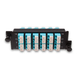 24-Port LGX Compatible Fiber Patch Panel with Numbered Ports, Preloaded with Aqua LC/UPC Adapters/Couplers