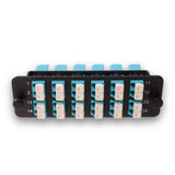 24-Port LGX Compatible Fiber Patch Panel with Numbered Ports, Preloaded with Aqua LC/UPC Adapters/Couplers