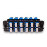 24-Port LGX Compatible Fiber Patch Panel with Numbered Ports, Preloaded with Blue LC/UPC Adapters/Couplers