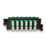 24-Port LGX Compatible Fiber Patch Panel with Numbered Ports, Preloaded with Green LC/APC Adapters/Couplers