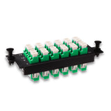 24-Port LGX Compatible Fiber Patch Panel with Numbered Ports, Preloaded with Green LC/APC Adapters/Couplers
