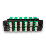 24-Port LGX Compatible Fiber Patch Panel with Numbered Ports, Preloaded with Green LC/APC Adapters/Couplers