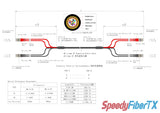 4-Fiber Industrial Armored LC/UPC to LC/UPC Multimode OM1 Fiber Optic Patch Cable | Ø4.5mm Black Armored Cable | Red & Black LSZH Fanout Tubes