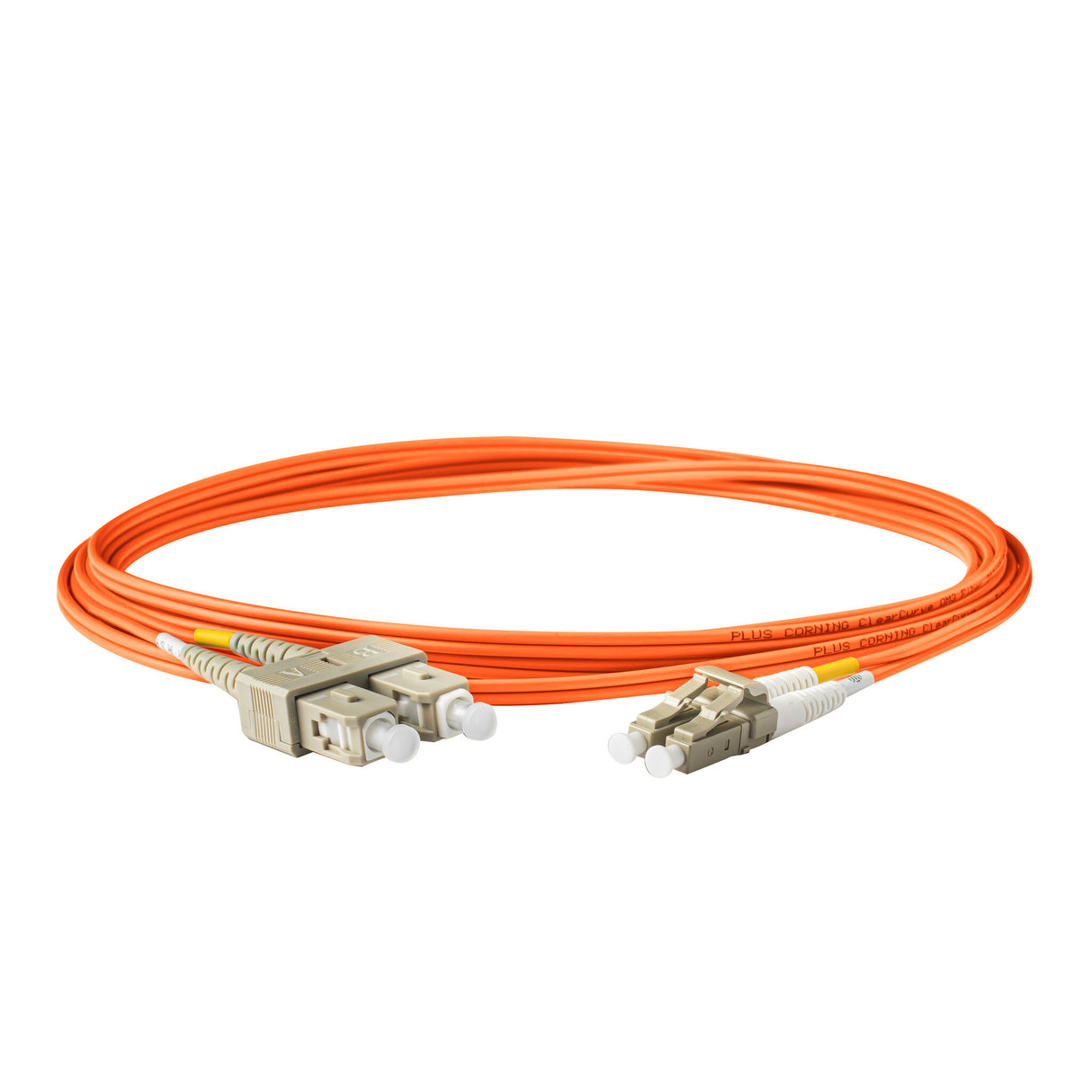 0.2dB LC/UPC to SC/UPC Multimode OM1 Duplex Fiber Patch Cable | Corning InfiniCor 300 Optical 62.5 µm Multimode Fiber | Orange LSZH Jacket