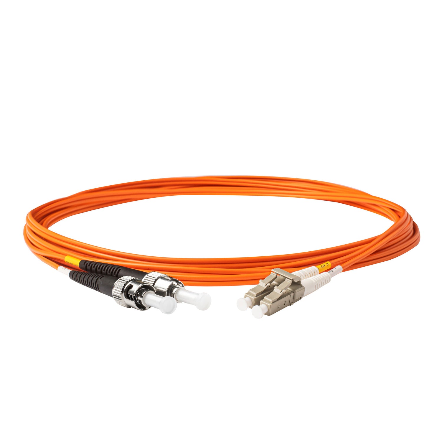 0.2dB LC/UPC to ST/UPC Multimode OM1 Duplex Fiber Patch Cable | Corning InfiniCor 300 Optical 62.5 µm Multimode Fiber | Orange OFNR Jacket