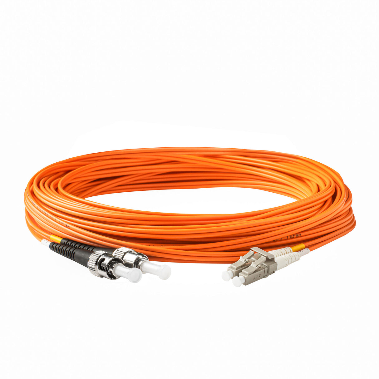 0.2dB LC/UPC to ST/UPC Multimode OM1 Duplex Fiber Patch Cable | Corning InfiniCor 300 Optical 62.5 µm Multimode Fiber | Orange OFNR Jacket