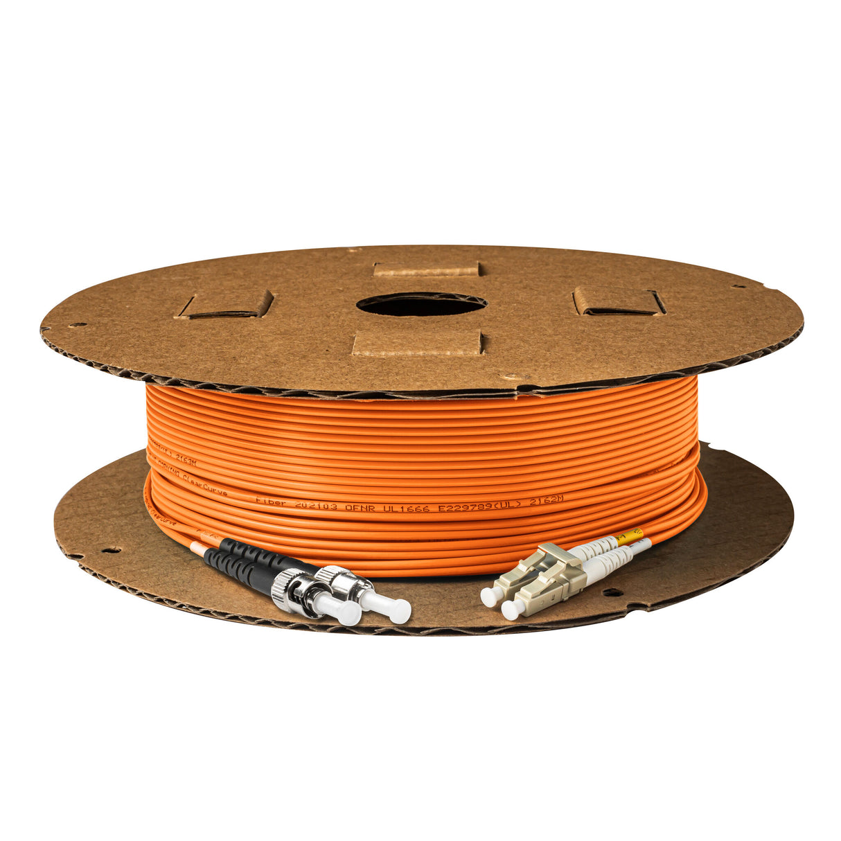 0.2dB LC/UPC to ST/UPC Multimode OM1 Duplex Fiber Patch Cable | Corning InfiniCor 300 Optical 62.5 µm Multimode Fiber | Orange OFNR Jacket