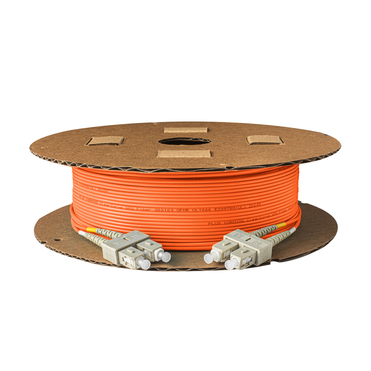 0.2dB SC/UPC to SC/UPC Multimode OM1 Duplex Fiber Patch Cable | Corning InfiniCor 300 Optical 62.5 µm Multimode Fiber | Orange OFNP Jacket