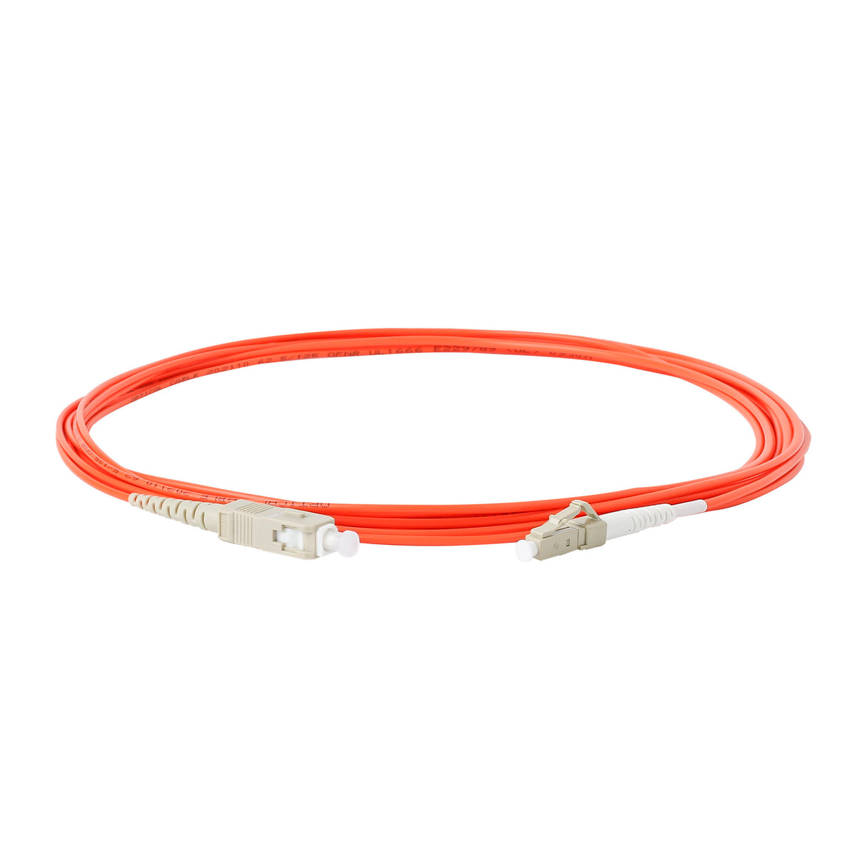 0.2dB SC/UPC to LC/UPC Multimode OM1 Simplex Fiber Patch Cable | Corning InfiniCor 300 Optical 62.5 µm Multimode Fiber | Orange OFNR Jacket