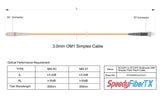 0.2dB SC/UPC to ST/UPC Multimode OM1 Simplex Fiber Patch Cable | Corning InfiniCor 300 Optical 62.5 µm Multimode Fiber | Orange LSZH Jacket