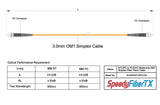 0.2dB ST/UPC to FC/UPC Multimode OM1 Simplex Fiber Patch Cable | Corning InfiniCor 300 Optical 62.5 µm Multimode Fiber | Orange OFNR Jacket