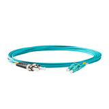 0.2dB LC/UPC to ST/UPC Multimode OM3 Duplex Fiber Patch Cable | Corning ClearCurve OM3 50 µm Laser-Optimized Fiber | Aqua LSZH Jacket, Aqua Connectors