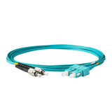 0.2dB SC/UPC to FC/UPC Multimode OM3 Duplex Fiber Patch Cable | Corning ClearCurve OM3 50 µm Laser-Optimized Fiber | Aqua LSZH Jacket, Aqua Connectors