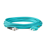 0.2dB SC/UPC to FC/UPC Multimode OM3 Duplex Fiber Patch Cable | Corning ClearCurve OM3 50 µm Laser-Optimized Fiber | Aqua LSZH Jacket, Aqua Connectors