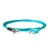 0.2dB SC/UPC to ST/UPC Multimode OM3 Duplex Fiber Patch Cable | Corning ClearCurve OM3 50 µm Laser-Optimized Fiber | Aqua LSZH Jacket, Aqua Connectors