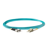0.2dB LC/UPC to FC/UPC Multimode OM3 Duplex Fiber Patch Cable | Corning ClearCurve OM3 50 µm Laser-Optimized Fiber | Aqua OFNR Jacket, Beige Connectors