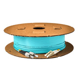 0.2dB LC/UPC to FC/UPC Multimode OM3 Duplex Fiber Patch Cable | Corning ClearCurve OM3 50 µm Laser-Optimized Fiber | Aqua OFNR Jacket, Beige Connectors
