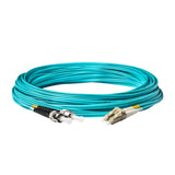 0.2dB LC/UPC to ST/UPC Multimode OM3 Duplex Fiber Patch Cable | Corning ClearCurve OM3 50 µm Laser-Optimized Fiber | Aqua LSZH Jacket, Beige Connectors