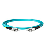 0.2dB FC/UPC to FC/UPC Multimode OM3 Duplex Fiber Patch Cable | Corning ClearCurve OM3 50 µm Laser-Optimized Fiber | Aqua OFNR Jacket, Metal Connectors