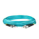 0.2dB ST/UPC to FC/UPC Multimode OM3 Duplex Fiber Patch Cable | Corning ClearCurve OM3 50 µm Laser-Optimized Fiber | Aqua OFNR Jacket, Metal Connectors