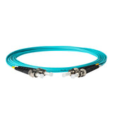 0.2dB ST/UPC to ST/UPC Multimode OM3 Duplex Fiber Patch Cable | Corning ClearCurve OM3 50 µm Laser-Optimized Fiber | Aqua OFNR Jacket, Metal Connectors