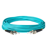 0.2dB ST/UPC to ST/UPC Multimode OM3 Duplex Fiber Patch Cable | Corning ClearCurve OM3 50 µm Laser-Optimized Fiber | Aqua OFNR Jacket, Metal Connectors