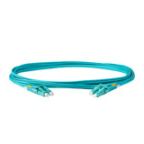 TAA Compliant Fiber Patch Cable | 0.2dB LC/UPC to LC/UPC Multimode OM4 Duplex | Corning ClearCurve OM4 50 µm Laser-Optimized Fiber | Aqua OFNP Jacket, Aqua Connectors