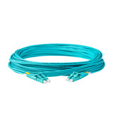 TAA Compliant Fiber Patch Cable | 0.2dB LC/UPC to LC/UPC Multimode OM4 Duplex | Corning ClearCurve OM4 50 µm Laser-Optimized Fiber | Aqua OFNP Jacket, Aqua Connectors
